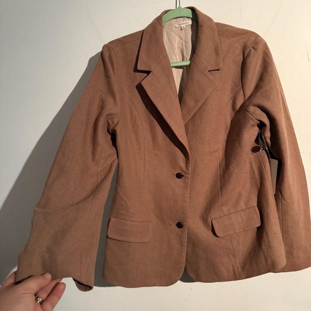 41 Hawthorn Blazer Large Women's Brown Academia Preppy Red‎ Elbow Patch Capsule